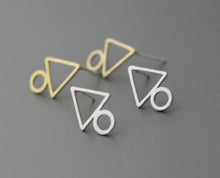 10Pairs-S084 Gold Silver and Rose Gold Triangle Circle Stud Earring Tri ce Earrings Triangle Geometry Earrings