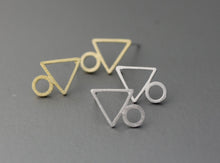 10Pairs-S084 Gold Silver and Rose Gold Triangle Circle Stud Earring Tri ce Earrings Triangle Geometry Earrings