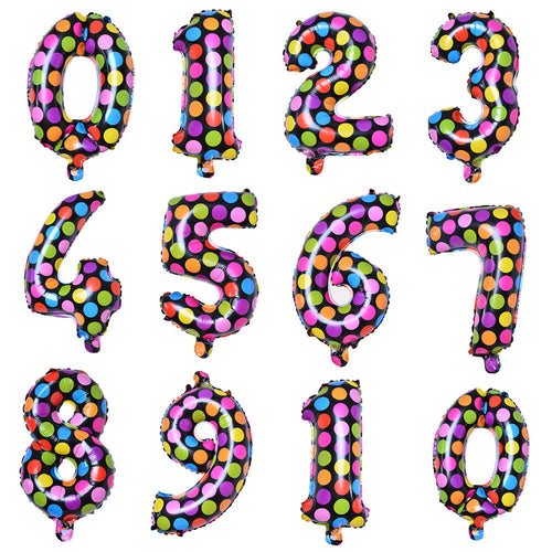 10Pcs 16inch Number Foil Balloons Dot Digit Ballons Birthday Party Wedding Decor Air Baloons Event Party Supplies