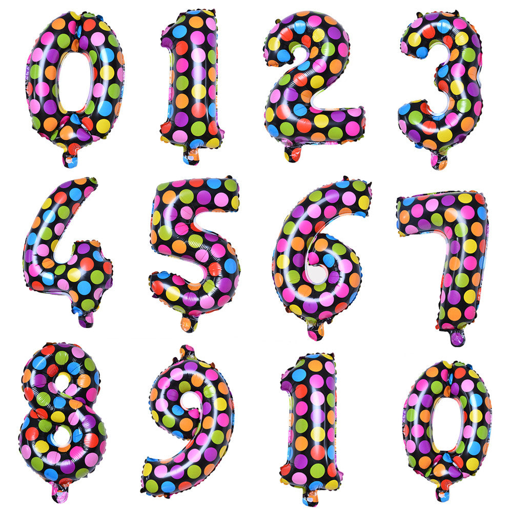 10Pcs 16inch Number Foil Balloons Dot Digit Ballons Birthday Party Wedding Decor Air Baloons Event Party Supplies