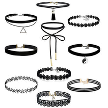 10Pieces Choker Necklace Set Stretch Velvet Classic Gothic Tattoo Lace Choker Fast Shipping Feida