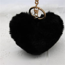 10cm Heart-shaped Rabbit Fur Ball Keychain Plush Car Key Ring Car Key Bag Pendant Fur pom Fluffy Key chains Dropshipping Feida