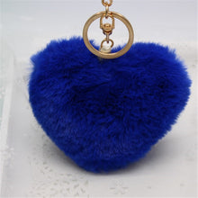 10cm Heart-shaped Rabbit Fur Ball Keychain Plush Car Key Ring Car Key Bag Pendant Fur pom Fluffy Key chains Dropshipping Feida