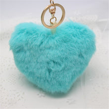 10cm Heart-shaped Rabbit Fur Ball Keychain Plush Car Key Ring Car Key Bag Pendant Fur pom Fluffy Key chains Dropshipping Feida