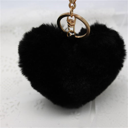 10cm Heart-shaped Rabbit Fur Ball Keychain Plush Car Key Ring Car Key Bag Pendant Fur pom Fluffy Key chains Dropshipping Feida