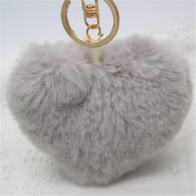 10cm Heart-shaped Rabbit Fur Ball Keychain Plush Car Key Ring Car Key Bag Pendant Fur pom Fluffy Key chains Dropshipping Feida
