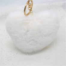 10cm Heart-shaped Rabbit Fur Ball Keychain Plush Car Key Ring Car Key Bag Pendant Fur pom Fluffy Key chains Dropshipping Feida