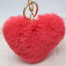 10cm Heart-shaped Rabbit Fur Ball Keychain Plush Car Key Ring Car Key Bag Pendant Fur pom Fluffy Key chains Dropshipping Feida