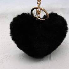 10cm Heart-shaped Rabbit Fur Ball Keychain Plush Car Key Ring Car Key Bag Pendant Fur pom Fluffy Key chains Dropshipping Feida