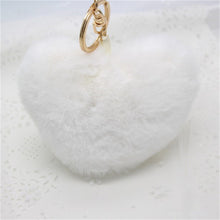 10cm Heart-shaped Rabbit Fur Ball Keychain Plush Car Key Ring Car Key Bag Pendant Fur pom Fluffy Key chains Dropshipping Feida