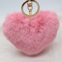 10cm Heart-shaped Rabbit Fur Ball Keychain Plush Car Key Ring Car Key Bag Pendant Fur pom Fluffy Key chains Dropshipping Feida