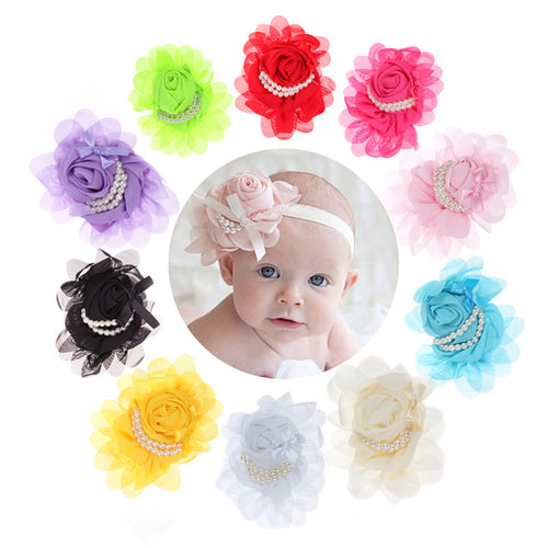 10pcs Baby Girl Headb Rose Pearl born Headb Baby Girls Infant Elastic Headb Hair Accessories