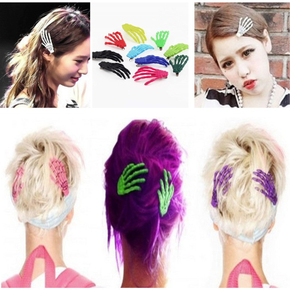 10pcsSkeleton Claws Skull Hand Hair Clip Hairpin Zombie Punk personality Horror Barrettes