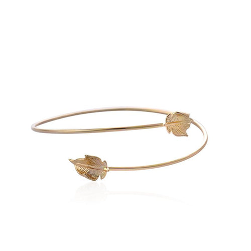 10pcs-G053 Gold Silver Bangle Bracelet Wraaped Double Leaf Bracelet Bangles