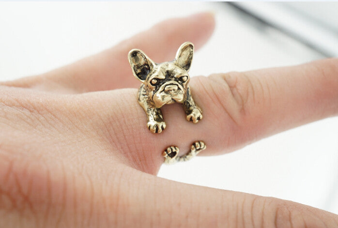 10pcsLot Retro Animal Handmade French bulldog Ring Simple Vintage Rings Style R315