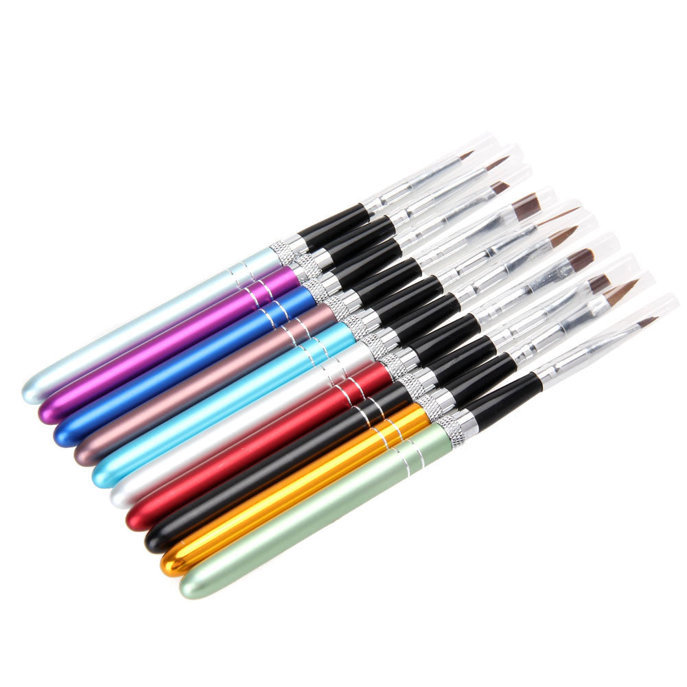 10pcs Nail Art Brush Tools Pressional Painting Pen for False Nail Tips UV Nail Gel Polish Painting Nail Tool