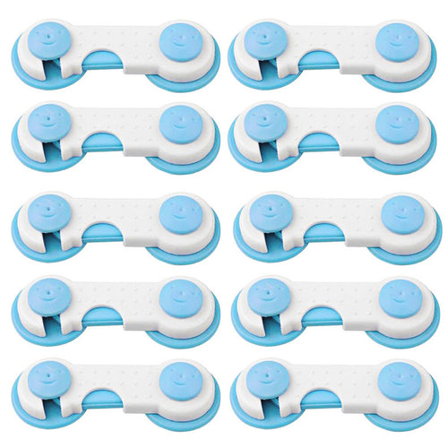 10pcs Plastic Baby Safety Lock Door Drawers Wardrobe Toddler Kids Safety Cover Blue