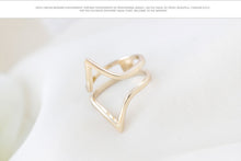 10pcs- Jewelry Accessary shinny Double V ring Simple Design Punk Couple Rings
