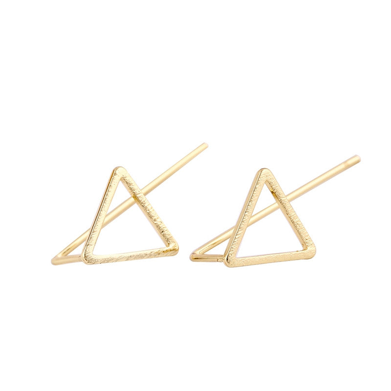 10pcs-S059 Cute Earrings Opal Geometric Brushed Triangle Stud Earrings