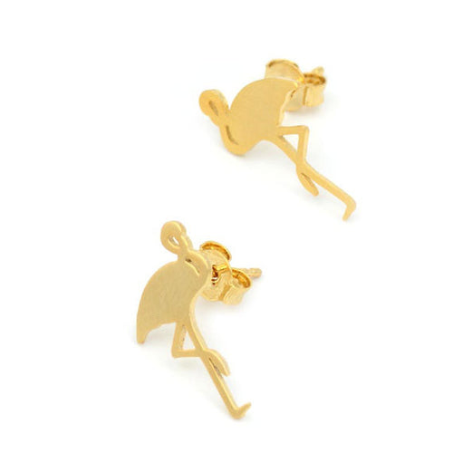 10pcs-S091 Gifts Cute Animal Flamingo Brass Stud Earrings Gift Cute Animal