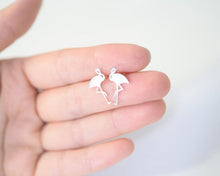 10pcs-S091 Gifts Cute Animal Flamingo Brass Stud Earrings Gift Cute Animal