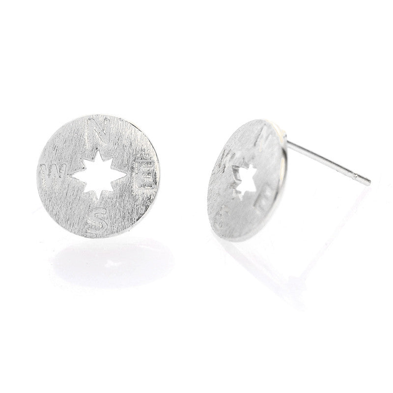 10pcs-S092 Special Gifts Girlfriend Gold Silver and Rose Gold Plated Compass Stud Earrings