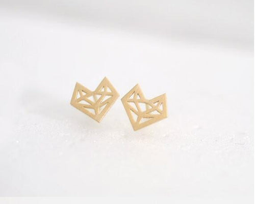 10pcs-S096 Graceful Cute Animal Fox Stud Earrings Simple the Head of Origami Fox Jewelry Party Gifts