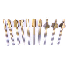 10pcs 1/8" HSS Wood Router Bits Files Titanium Coated Mini 3mm Wood Cutter Milling Fits Dremel Rotary Carpenter Tool 87871