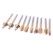 10pcs 1/8" HSS Wood Router Bits Files Titanium Coated Mini 3mm Wood Cutter Milling Fits Dremel Rotary Carpenter Tool 87871