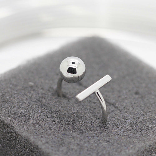 10pcslot Gold and Silver Plated Cute Simple Bar with Ball Adjustable Rings Geometric Ball Rings R147