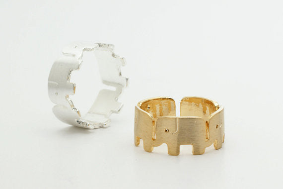 10pcslot Gold and Silver Round Elephant rings Vintage Animal rings Jewelry s R322