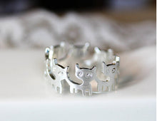 10pcslot Trendy Cute Animal Cat Band Ring Circle of Cats Vintage Rings R323