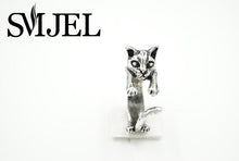 10pcslot Trendy Alloy Cute Cat Ring Antique Bronze and Silver Plated Vintage Ring R317