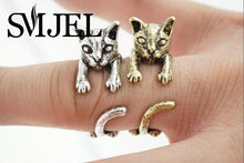 10pcslot Trendy Alloy Cute Cat Ring Antique Bronze and Silver Plated Vintage Ring R317