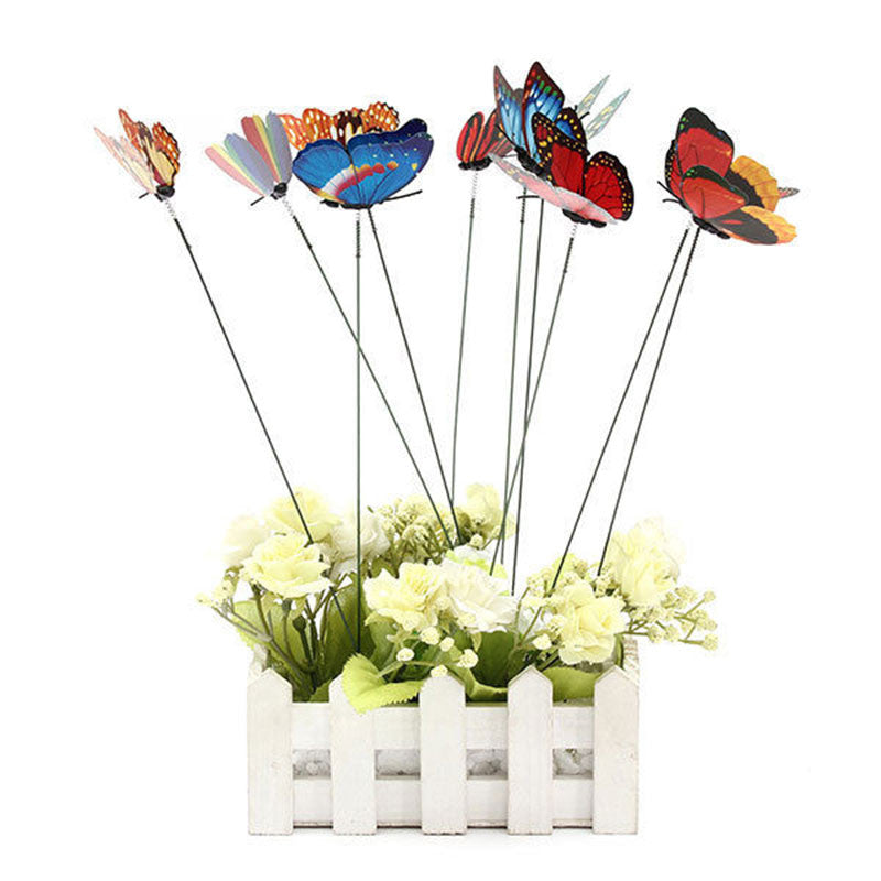 10pcs 3D Mode Double Wing Artificial Butterflies On Sticks Party Weddi – Yo  La La