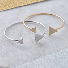 10pcs Geometric Open Double Triangle Bangle with a Brushed Finish Gift G050