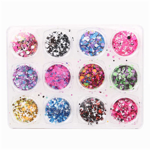12 Bottles Mix Colors Nail Glitter Metal Powder Dust 3D Nail Art Sequins Decoration Acrylic UV Gem Polish Nail Art Tools