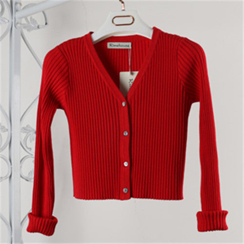 12 Colors Short Knitted Cardigan Jacket Women Coat Button Up Slim All Matched Little Cardigan Sweater Knitwear