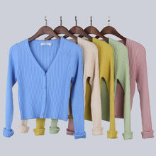12 Colors Short Knitted Cardigan Jacket Women Coat Button Up Slim All Matched Little Cardigan Sweater Knitwear