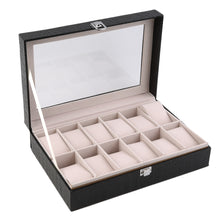 12 Grids Crocodile Glass Transparent Top Lid PU Leather Watch Display Box Jewelry Storage Case Tray Displaying Watche or Jewelry