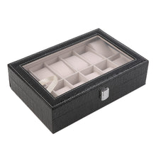 12 Grids Crocodile Glass Transparent Top Lid PU Leather Watch Display Box Jewelry Storage Case Tray Displaying Watche or Jewelry