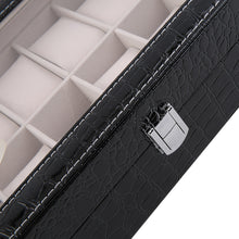 12 Grids Crocodile Glass Transparent Top Lid PU Leather Watch Display Box Jewelry Storage Case Tray Displaying Watche or Jewelry