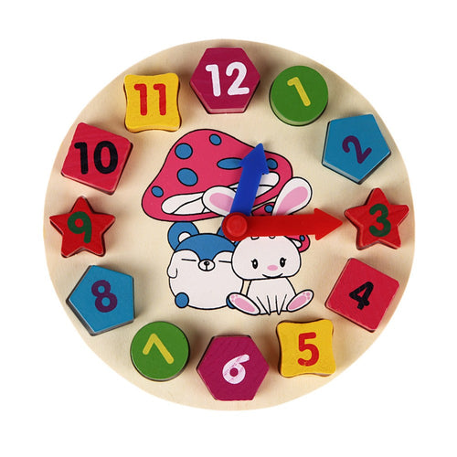 12 Number Wooden Toys Puzzle Digital Geometry Clock Baby Educational Wooden Clock Toy Kids Children Toys Gifts