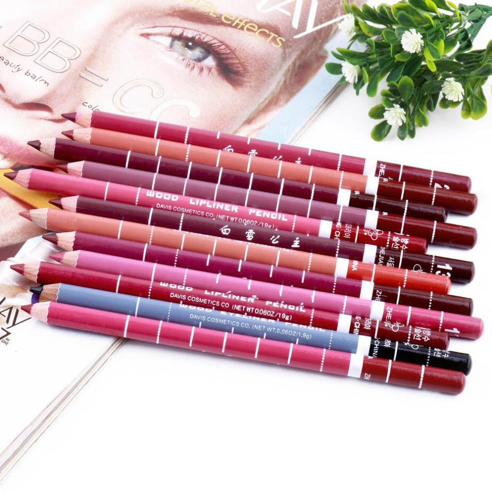 12 PCsSet Waterproof Lip Liner Pencil Long Lasting 15CM Lip liner pen makeup