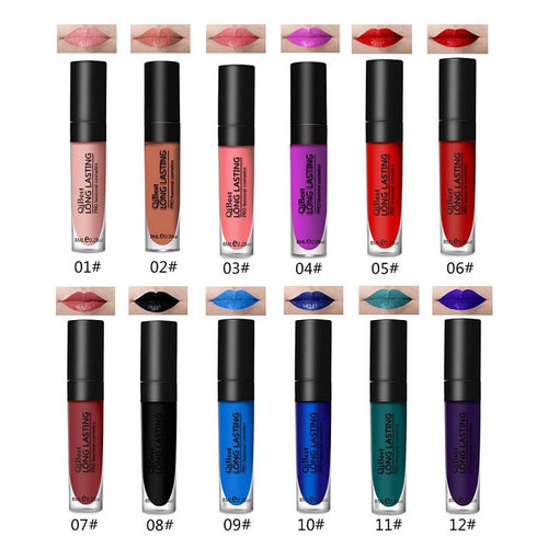 12 PcsKit 12 Colors Fadeless Waterproof And Long Lasting Liquid Lipstick BeautyMakeup Lipstick Lip Gloss