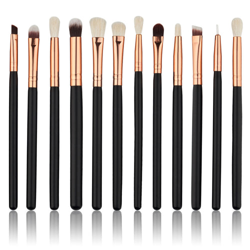 12 Pcs Wool Practical Makeup Brush kit Sets for eyeshadow blusher Cosmetic Brushes Tool Complete Eye Kit