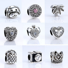 12 Style Radiant HeartsDog Animal Crown Pine apple Camera Charms Beads Fit Pandora Bracelets Necklace DIY