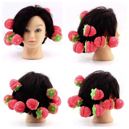12 pcs Rollers Curlers Strawberry Balls Hair Care Soft Sponge Lovely DIY Tool