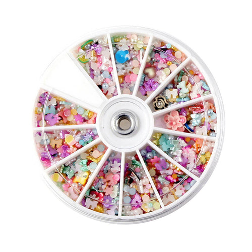 1200pcs Wheel Mixed Nail Art Tips Glitters Rhinestones Slice Decoration Manicure