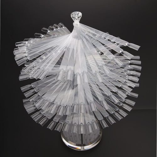 120Pcs Color Clear False Nail Art Tisp Stick Polish Display Fan Practice Card St